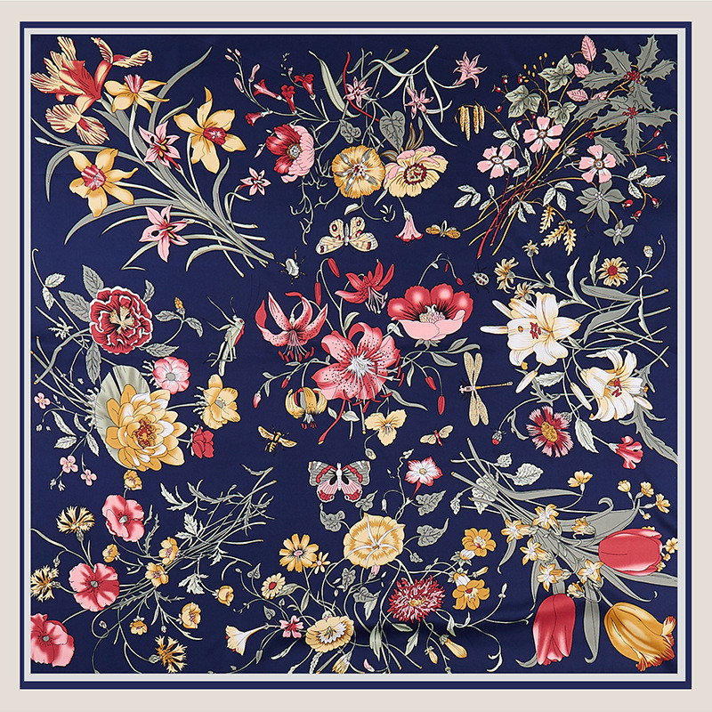 Silk Scarf Square - POBING-bufanda de sarga de seda para