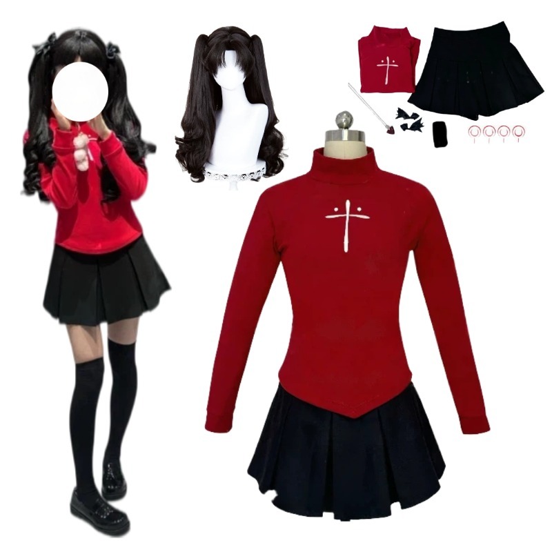 Women'S Red Accessories - Disfraz de Anime Tohsaka Rin, Top