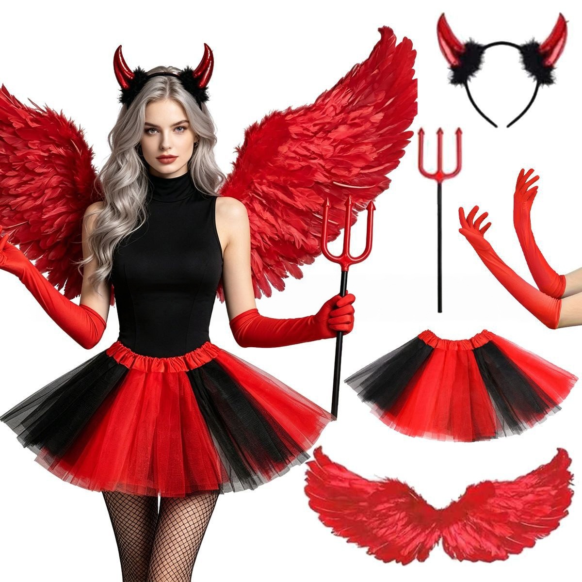 Disfraz de Halloween: conjunto - Women'S Red Accessories reseña y precio
